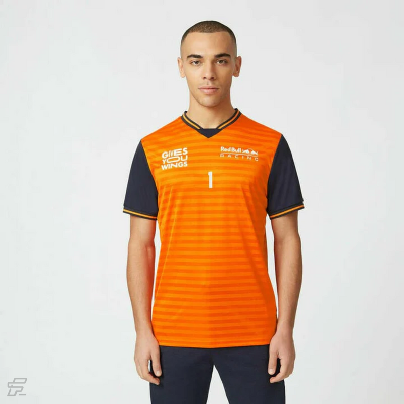 Camiseta Masculina Max Verstappen – Red Bull Racing F1 – Laranja