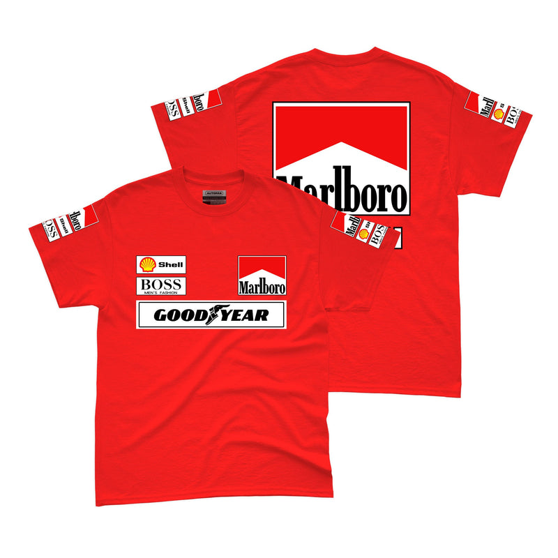 Camiseta Algodão Mclaren Marlboro Retrô anos 90 Vermelha