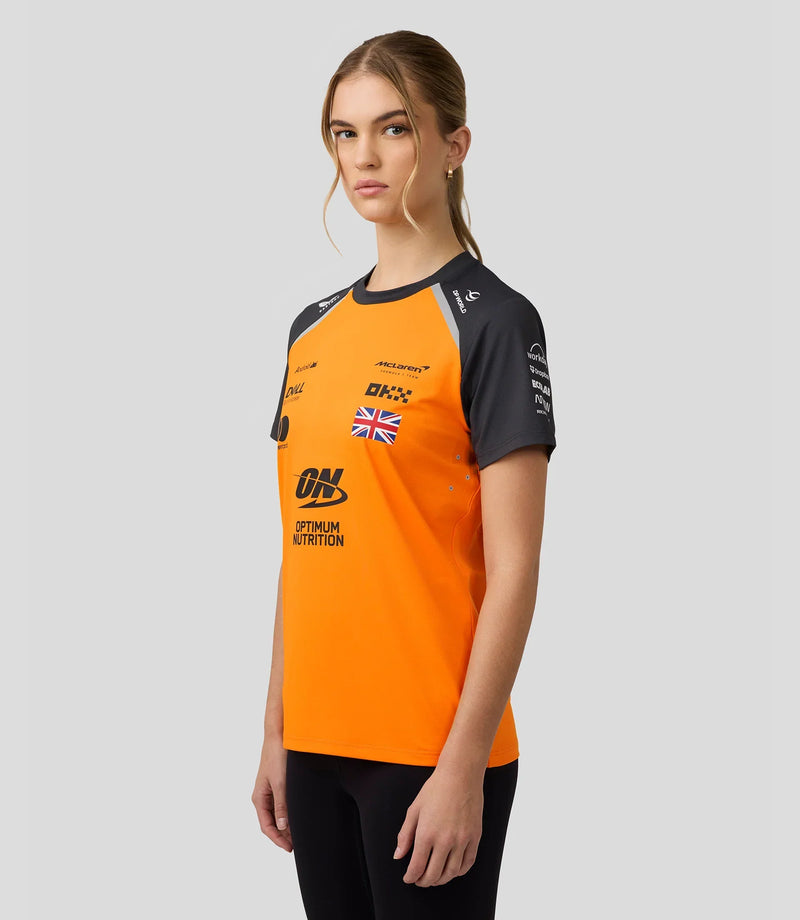 Camiseta Feminina da Equipe McLaren F1 2025 Lando Norris – PAPAYA