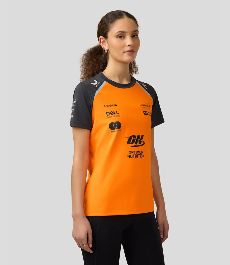 Camiseta Feminina da Equipe McLaren F1 2025 – PAPAYA