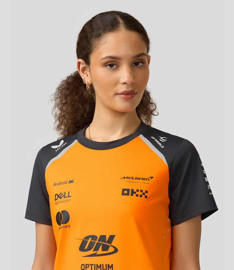 Camiseta Feminina da Equipe McLaren F1 2025 – PAPAYA