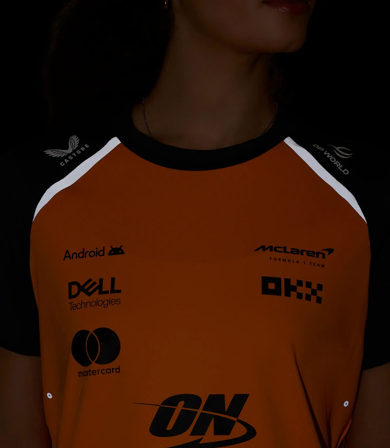 Camiseta Feminina da Equipe McLaren F1 2025 – PAPAYA